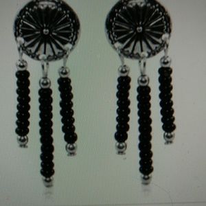 Nwt-*SALE*BLACK ONYX & STERLING EARRINGS 1-1/4"